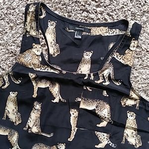 Racer back silky long blouse tank top